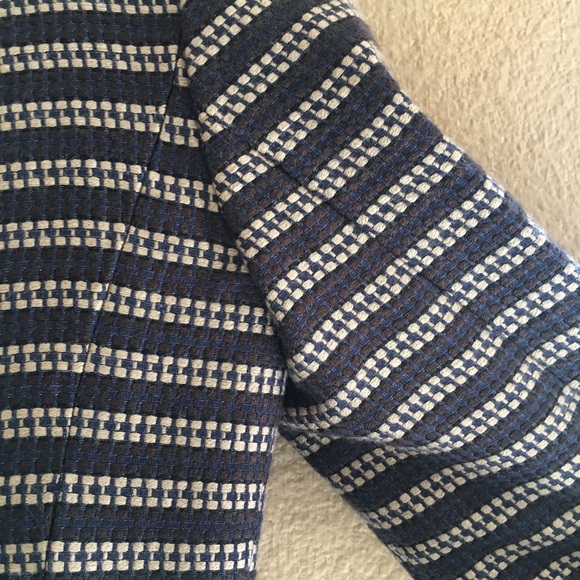 Loft suit jacket skirt set tan navy stripped - Picture 3 of 7